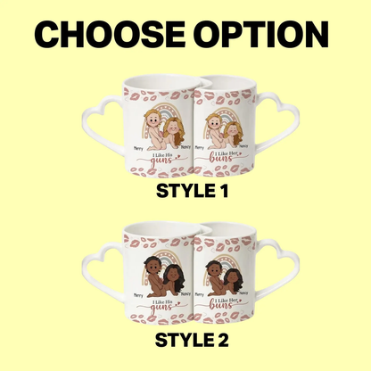 Custom Funny Heart Handle Ceramic Couple Mug