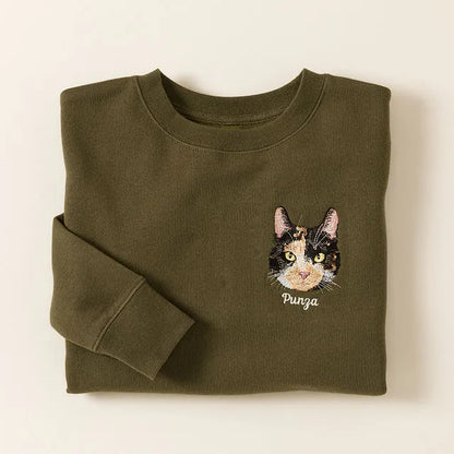Pet Face Portrait Embroidered Sweatshirt