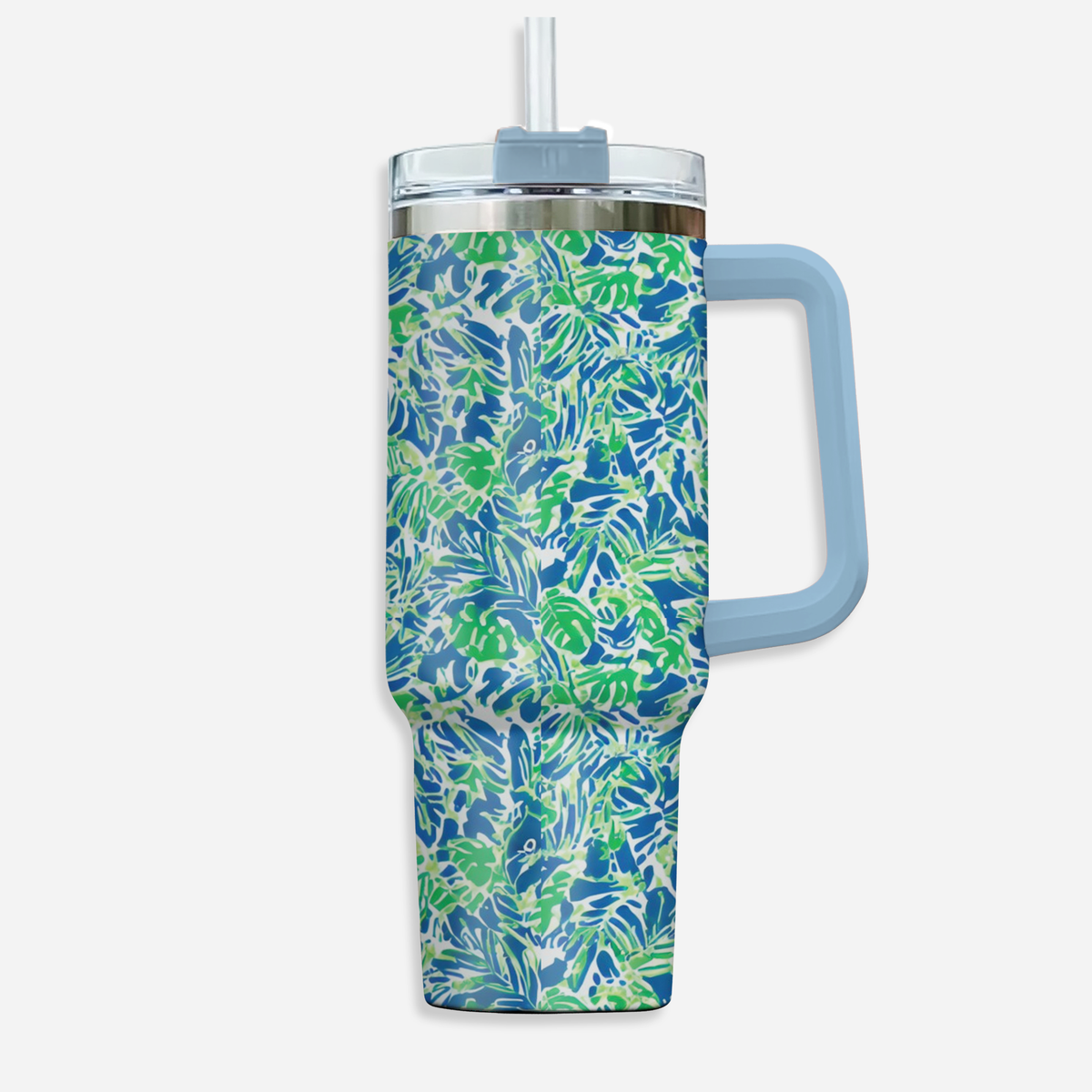 Blue Palm Leaves 40oz Tumbler