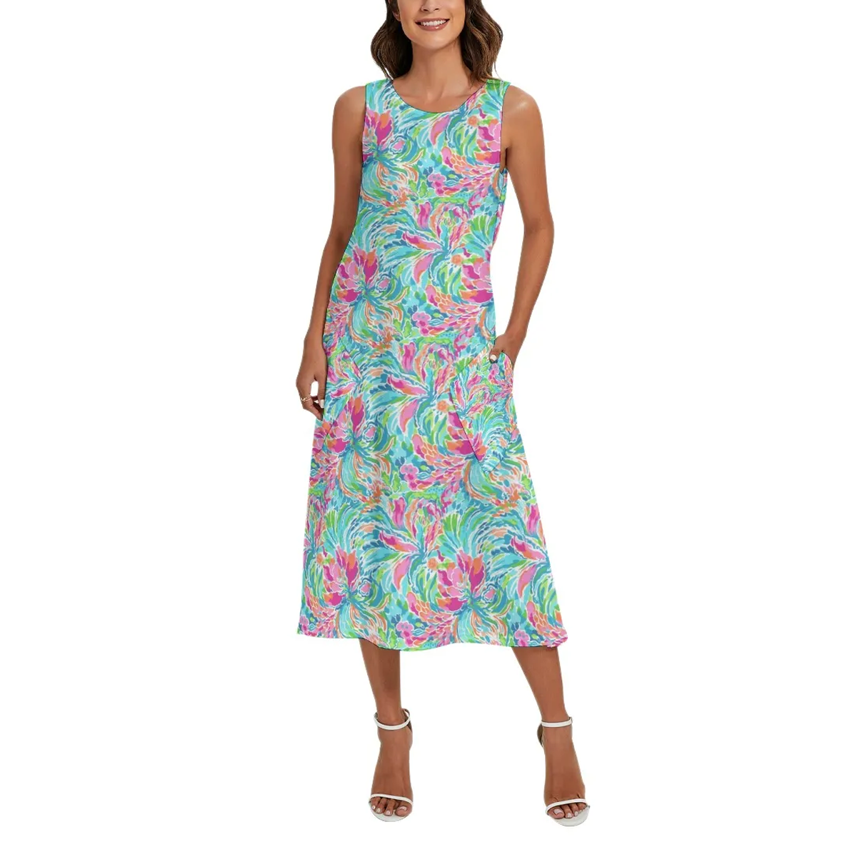 Preppy Summer Sleeveless Maxi Dresses