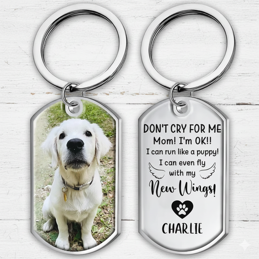 Custom Pet Portrait Keychain with quotes