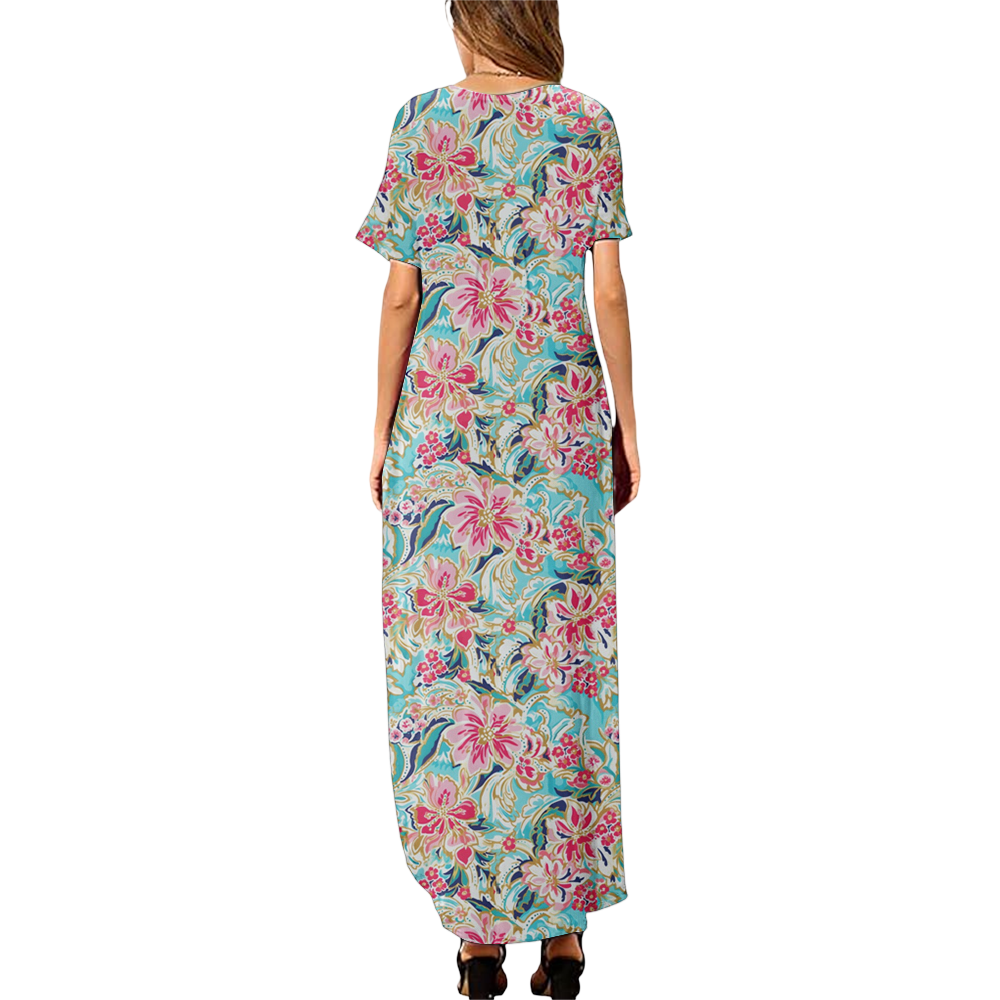 Preppy Summer V-neck Dresses With Side Slit