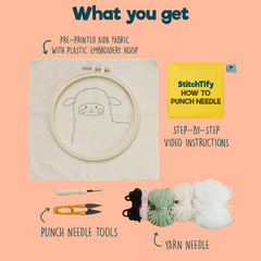 Alfie the Alpaca Punch Needle Kit