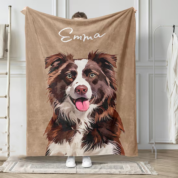 Blanket Watercolor Pet Portrait