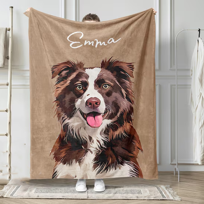 Blanket Watercolor Pet Portrait