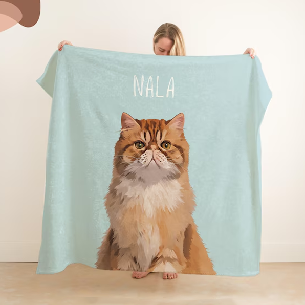 Blanket Watercolor Pet Portrait