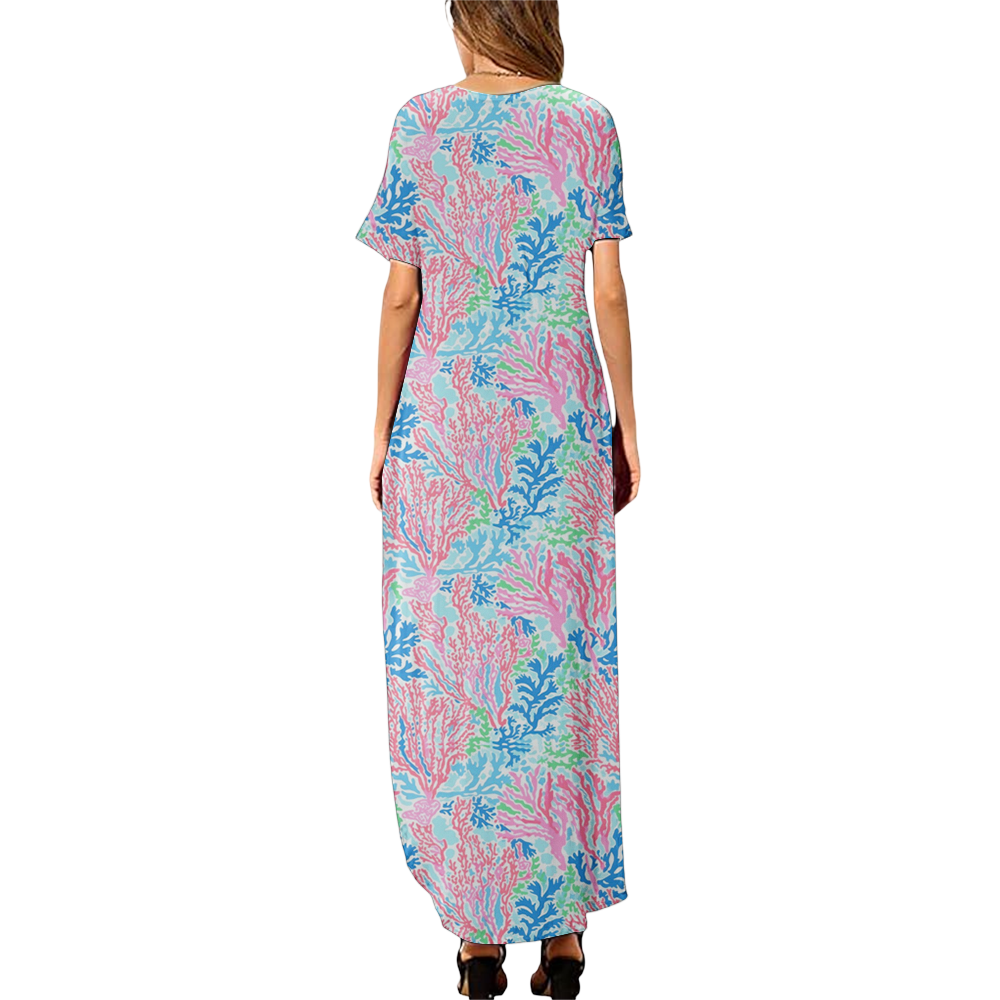 Preppy Summer V-neck Dresses With Side Slit