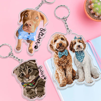 Modern Pet Portrait Keychain