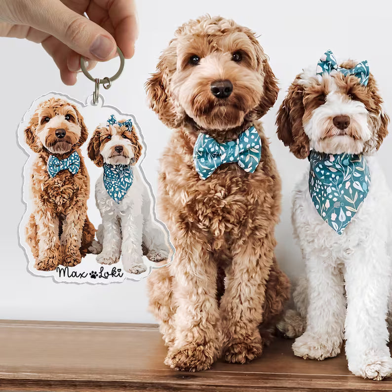 Modern Pet Portrait Keychain