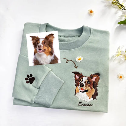 Pet Face Portrait Embroidered Sweatshirt