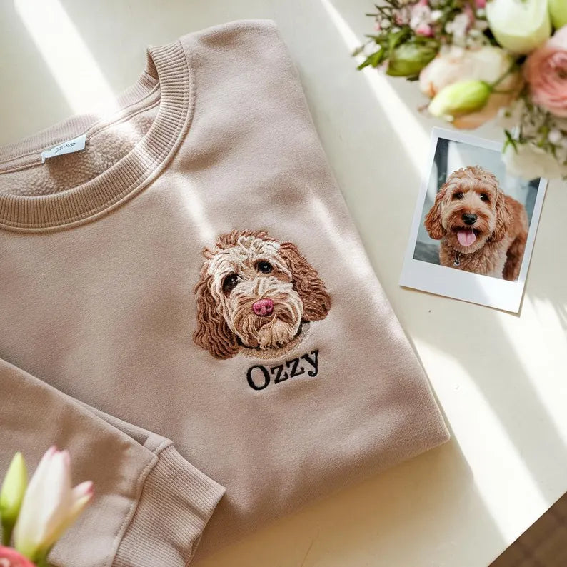 Pet Face Portrait Embroidered Sweatshirt