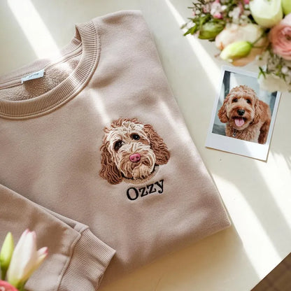 Pet Face Portrait Embroidered Sweatshirt