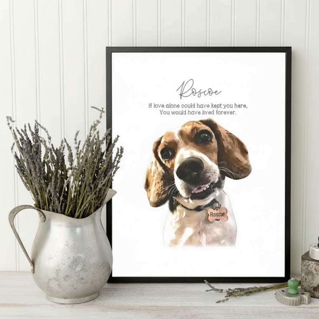 Pet Memorial Portrait with Quotes