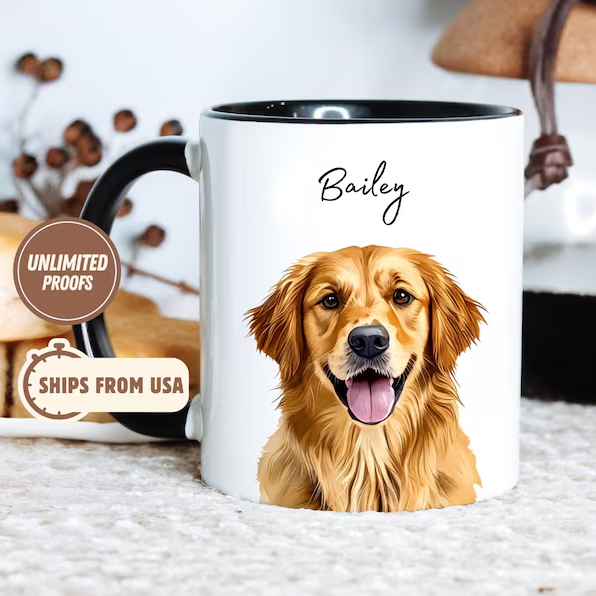 Mug Watercolor Pet Portrait - One Pet