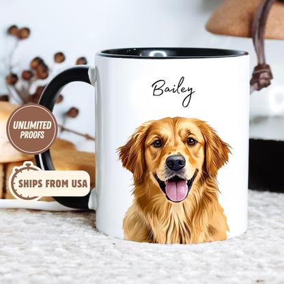 Mug Watercolor Pet Portrait - One Pet