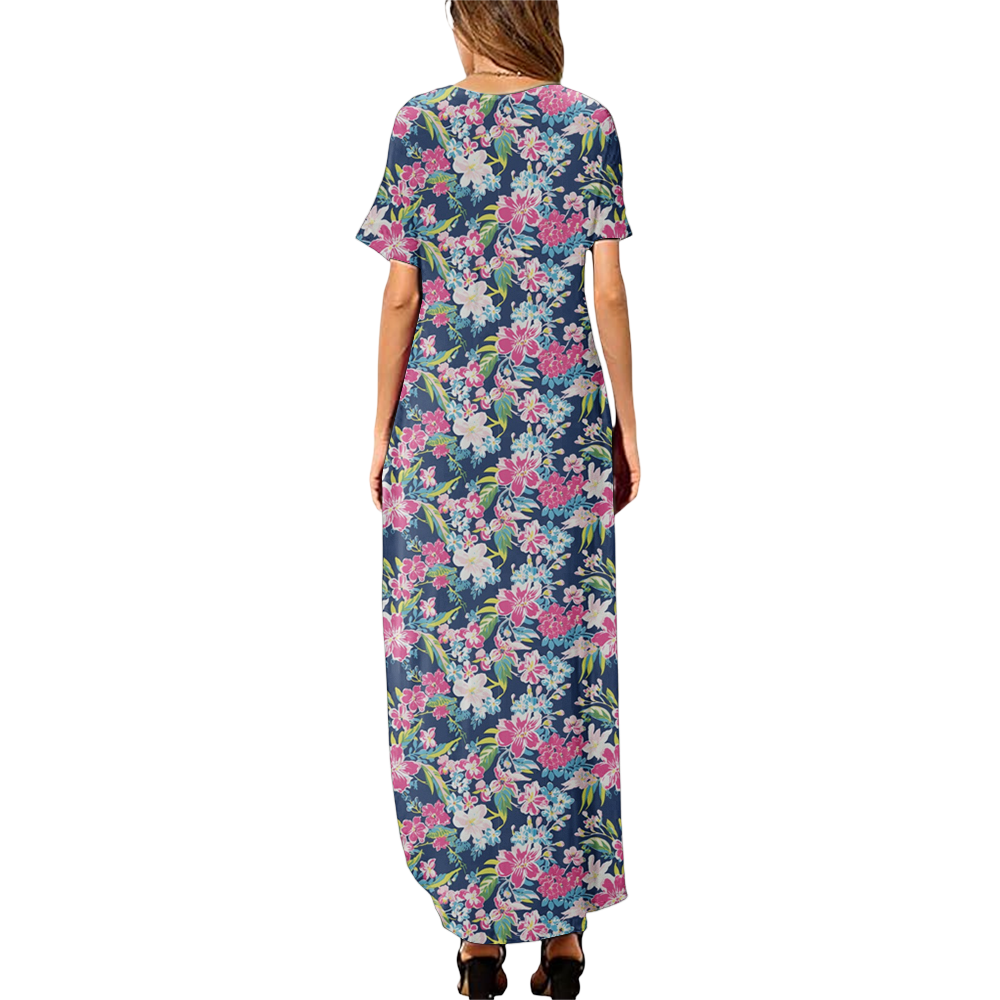 Preppy Summer V-neck Dresses With Side Slit