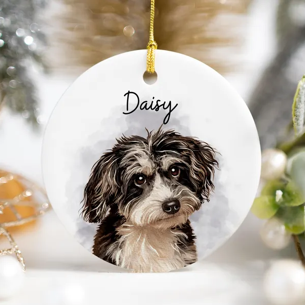 Ceramic Ornament Watercolor Pet Portrait