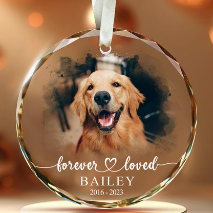 Custom Pet Memorial Photo Ornament Forever Loved