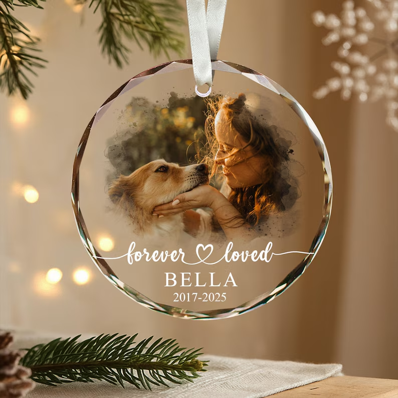 Custom Pet Memorial Photo Ornament Forever Loved