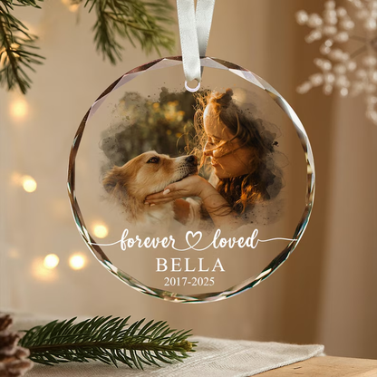 Custom Pet Memorial Photo Ornament Forever Loved