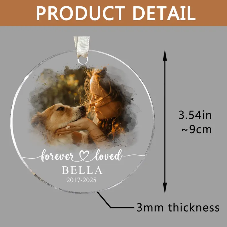 Custom Pet Memorial Photo Ornament Forever Loved