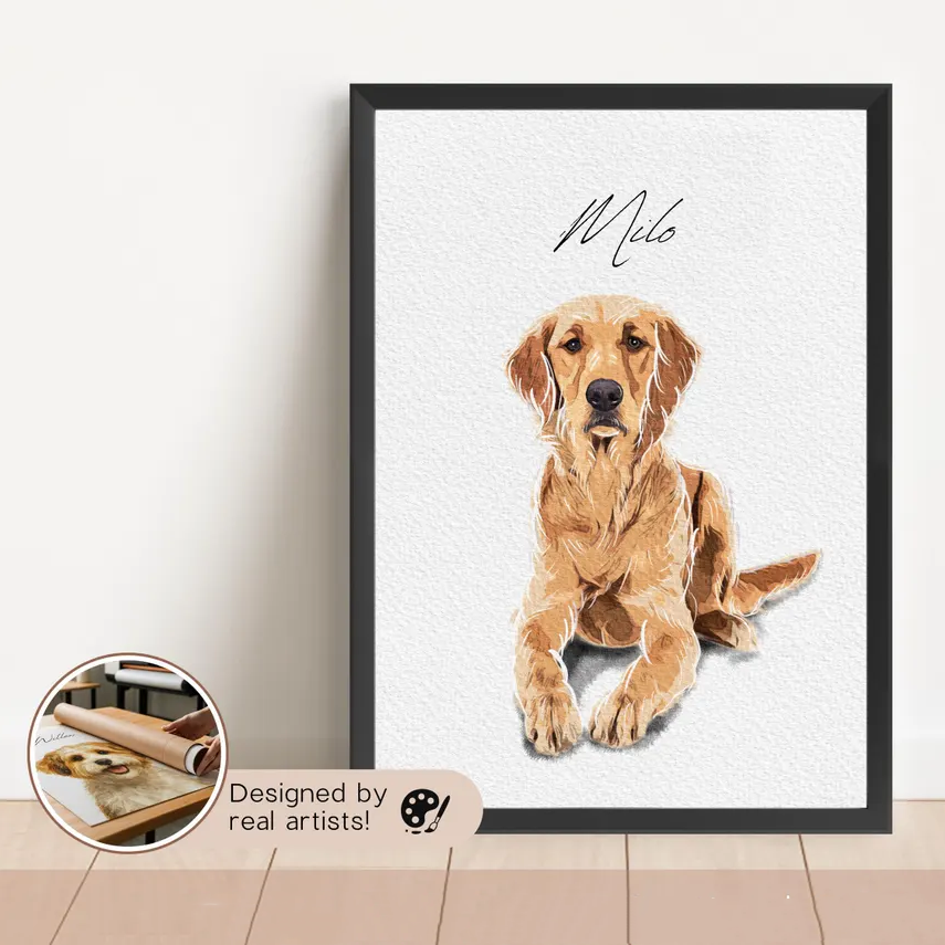 Watercolor Modern Pet Portrait