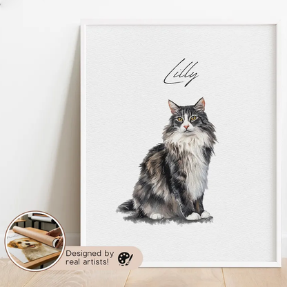 Watercolor Modern Pet Portrait