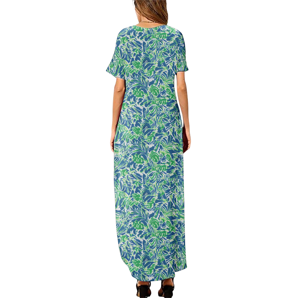 Preppy Summer V-neck Dresses With Side Slit