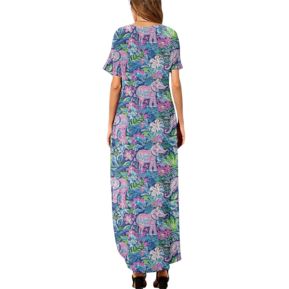 Preppy Summer V-neck Dresses With Side Slit