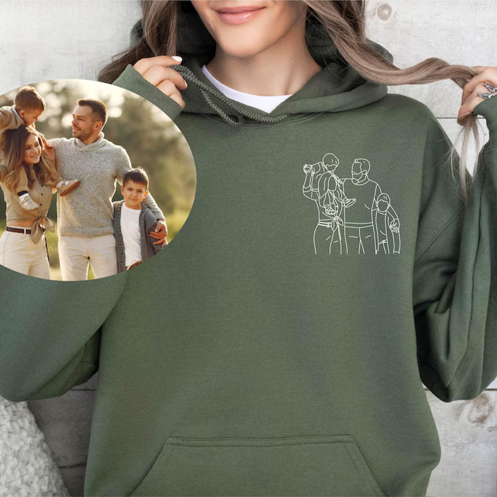 Custom Line Drawing Portrait Hoodie