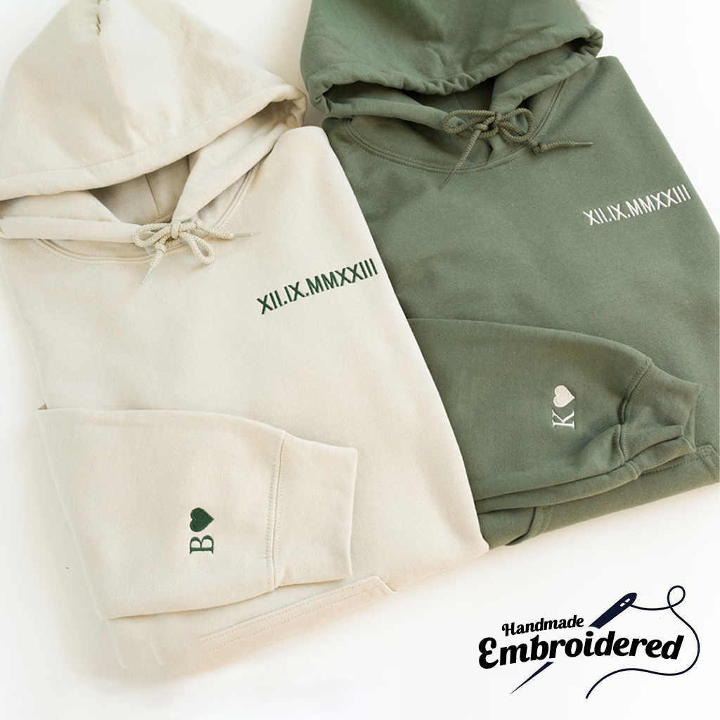 Custom Roman Numeral Embroidered Hoodie