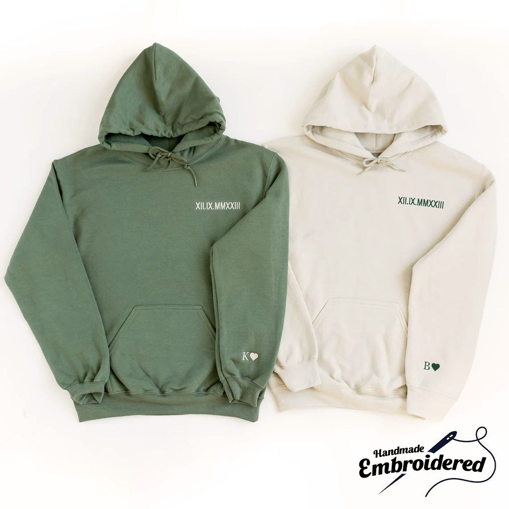 Custom Roman Numeral Embroidered Hoodie