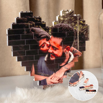 Custom Heart Shaped Anniversary Gift Photo Building Block
