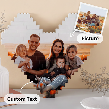 Custom Heart Shaped Anniversary Gift Photo Building Block