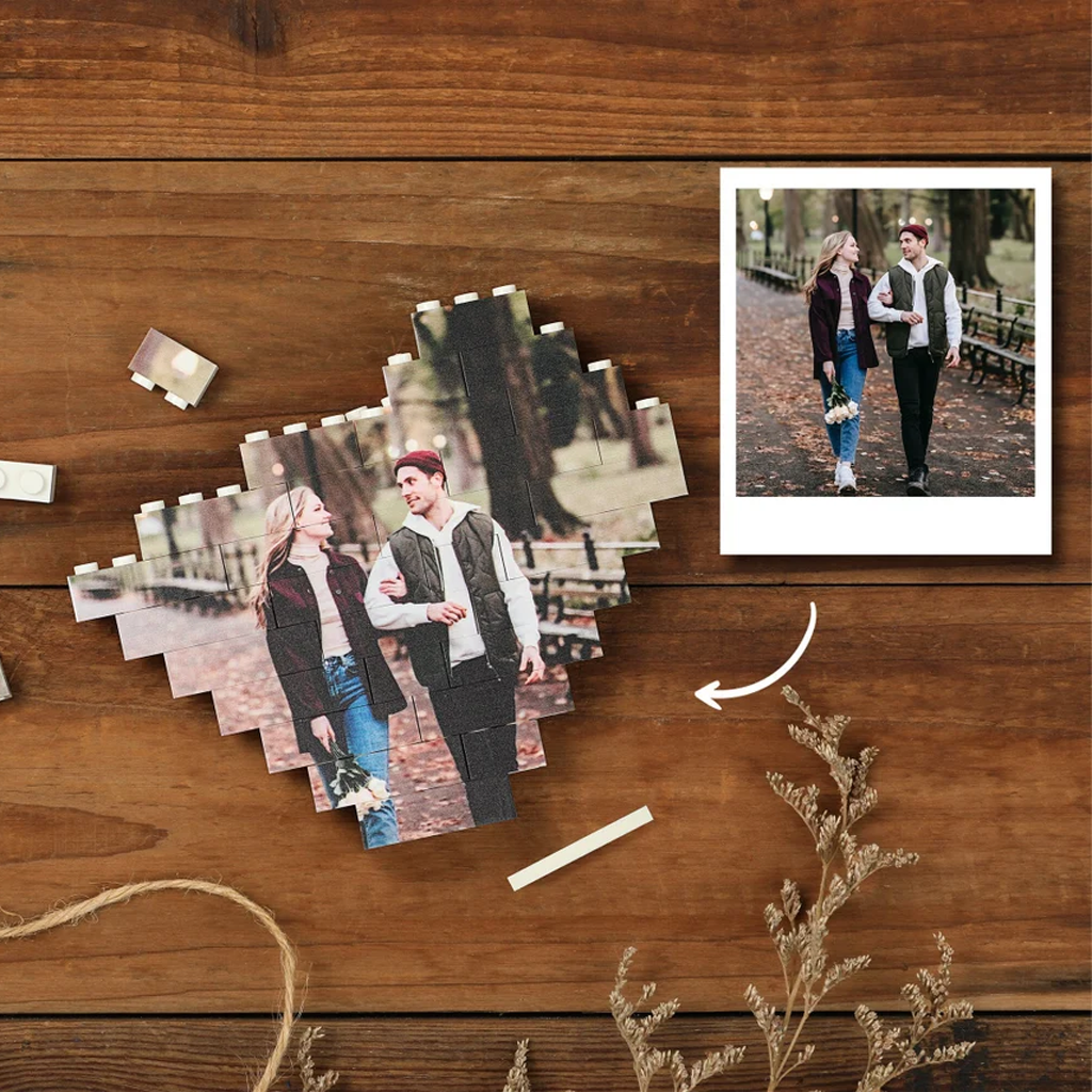Custom Heart Shaped Anniversary Gift Photo Building Block