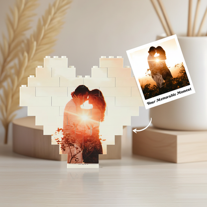 Custom Heart Shaped Anniversary Gift Photo Building Block