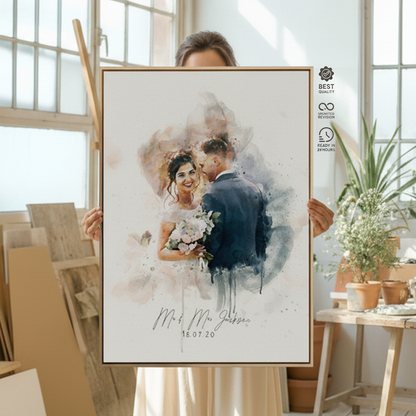 Custom Watercolor Couple Portrait