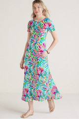 Floral Fiesta Round Neck Sleeve Dress