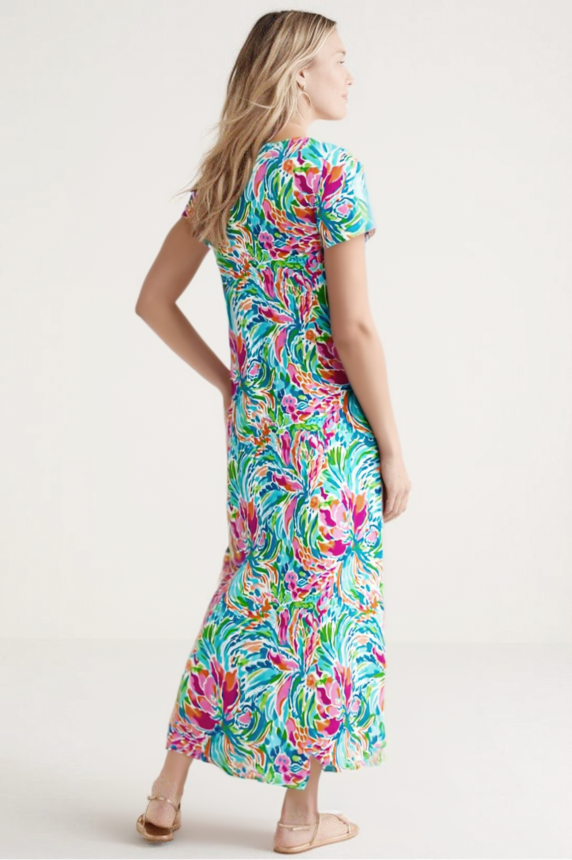 Floral Fiesta Round Neck Sleeve Dress