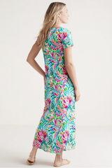 Floral Fiesta Round Neck Sleeve Dress
